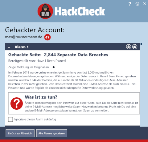 HackCheck: Emailadressen automatisch auf Hacks prüfen