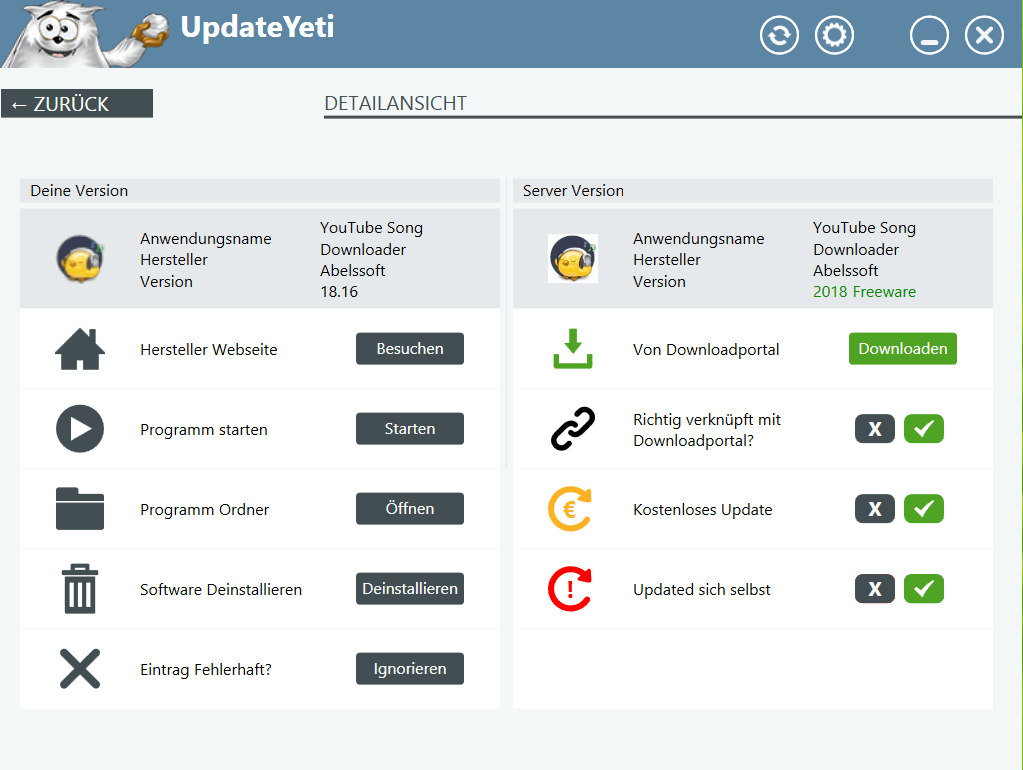 Update-Yeti überprüft welche Programme nicht mehr aktuell sind und aktualisiert diese auf Wunsch vollautomatisch. 