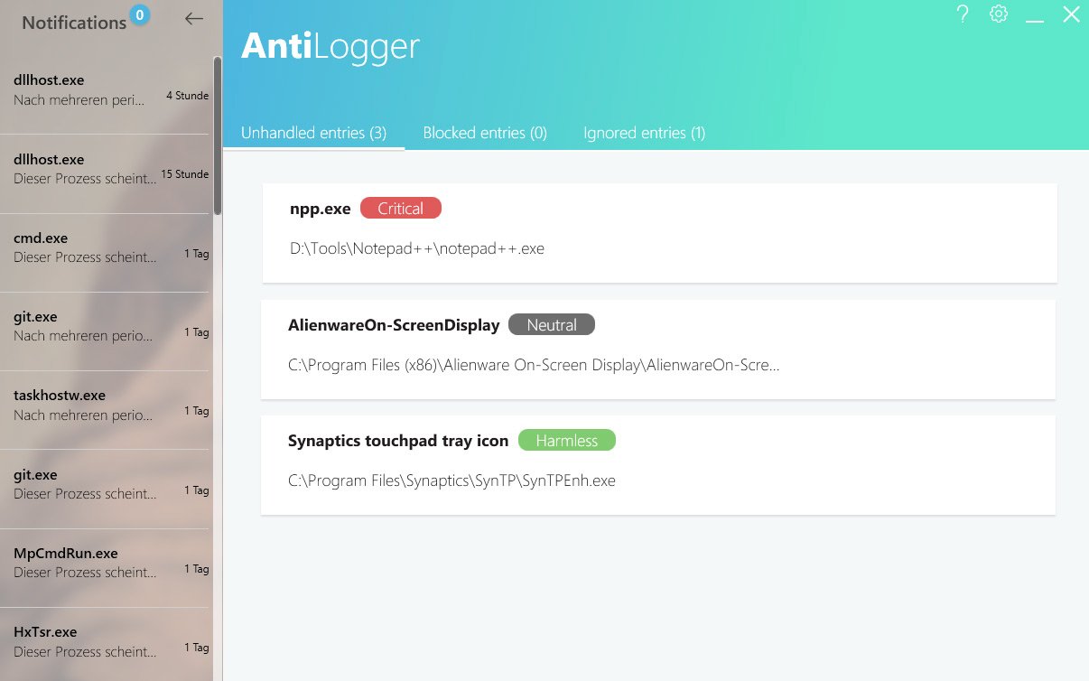 AntiLogger detects spying on your PC