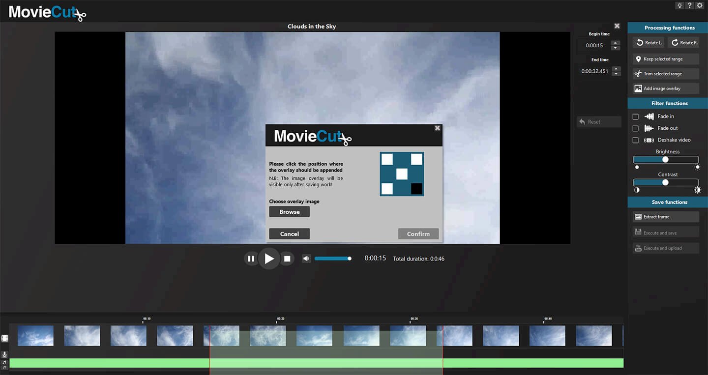 MovieCut Video editing program for cutting and editing video