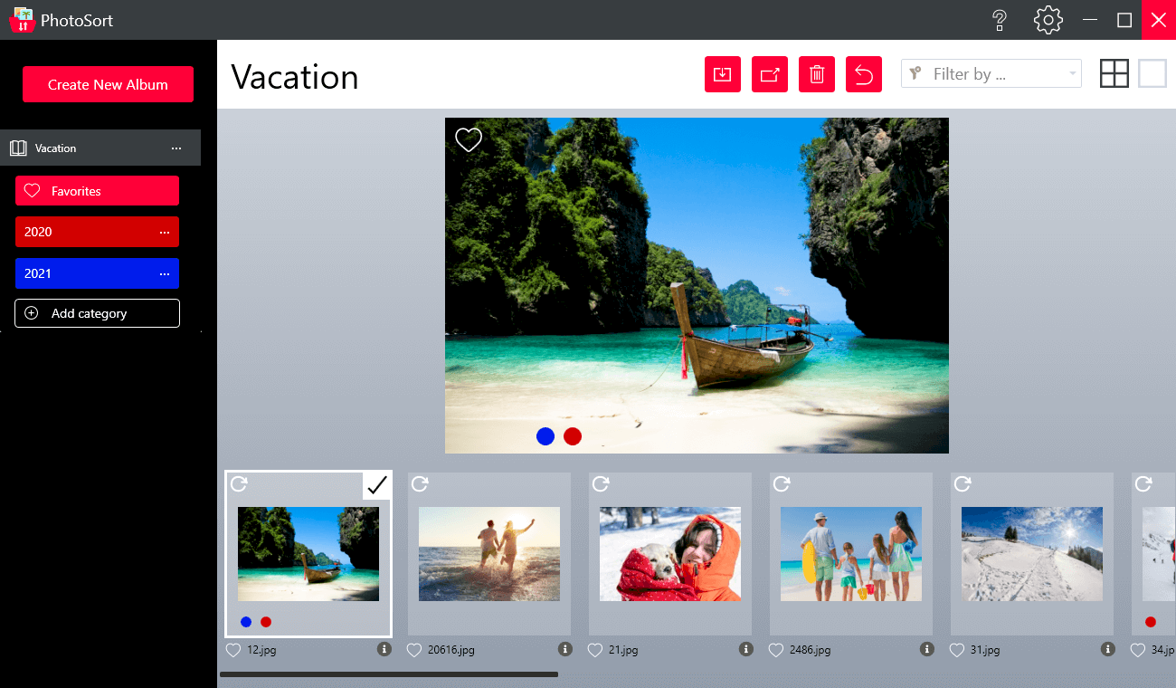 2. Create colored categories and assign the pictures