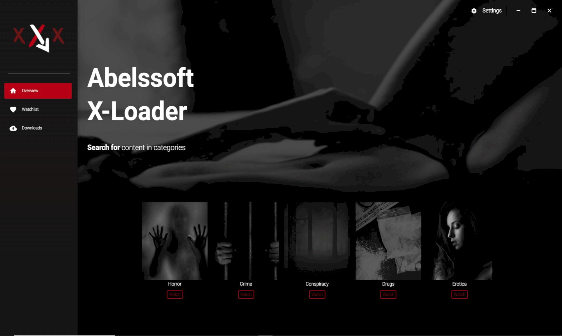 The Abelssoft X-Loader offers you the best of the categories horror, drugs, conspiracy, crime and erotica.