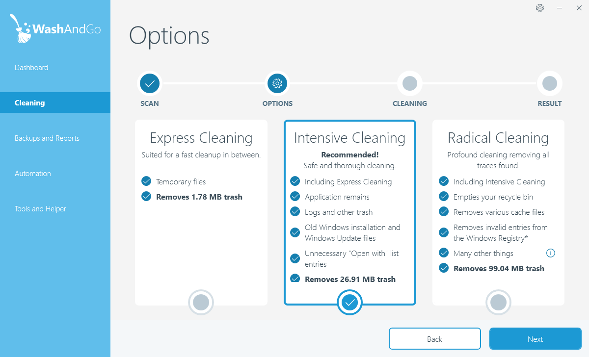 Setting the cleaning mode of your system