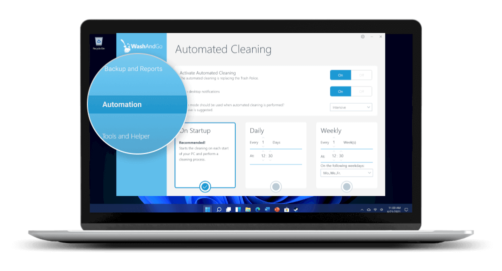 Let WashAndGo do the work with automatic cleaning