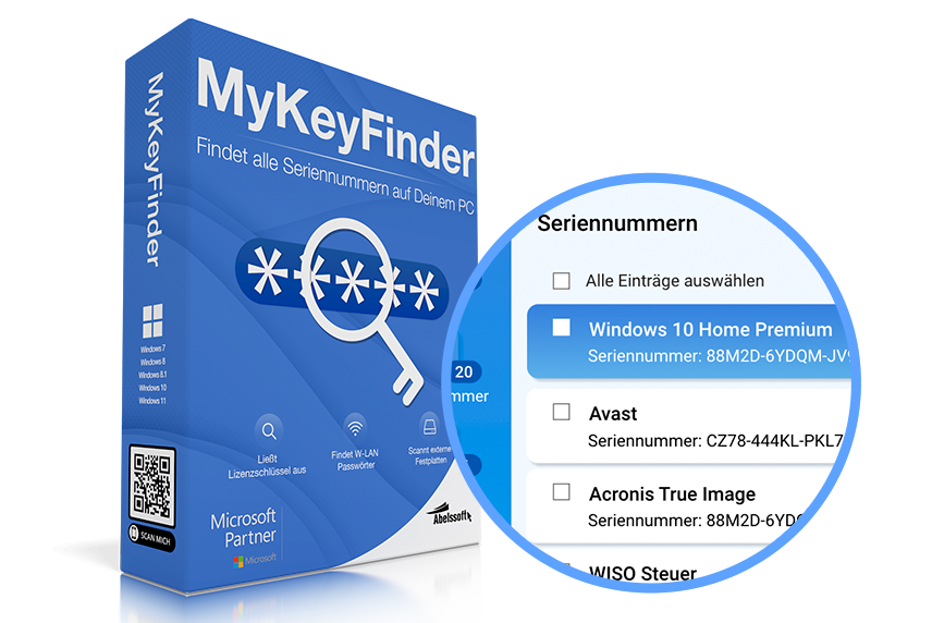 MyKeyFinder - Findet Lizenzschlüssel und WLAN-Passwörter