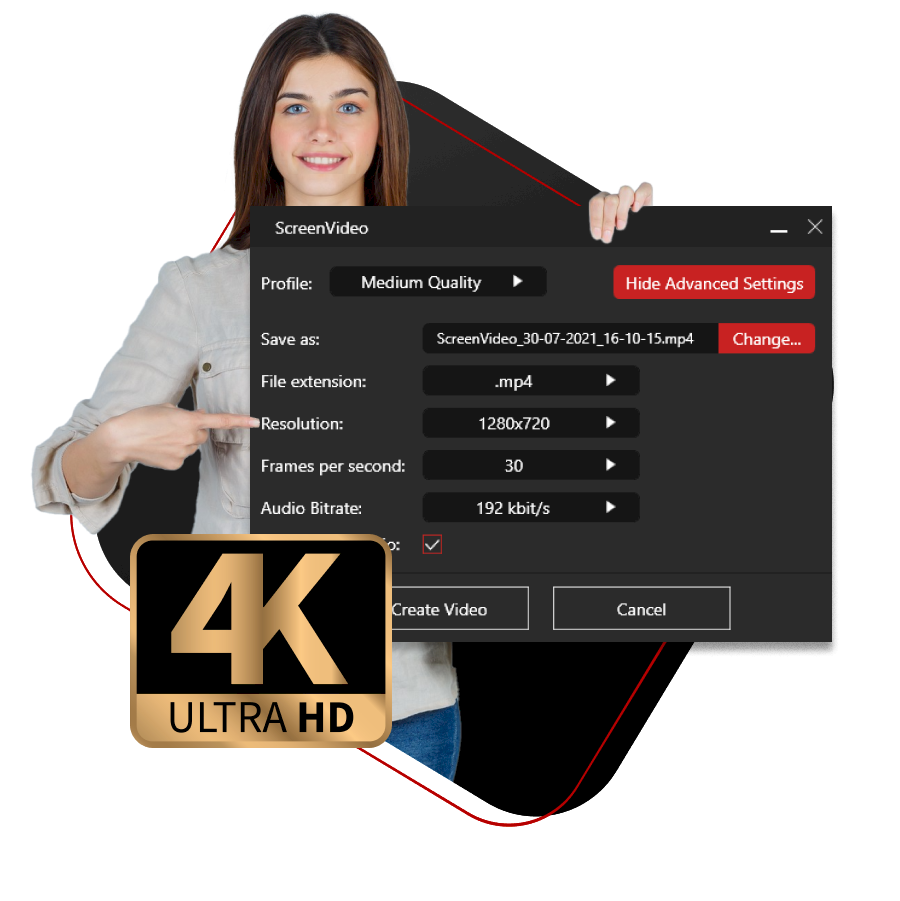 Resolutions up to Full HD and 4K