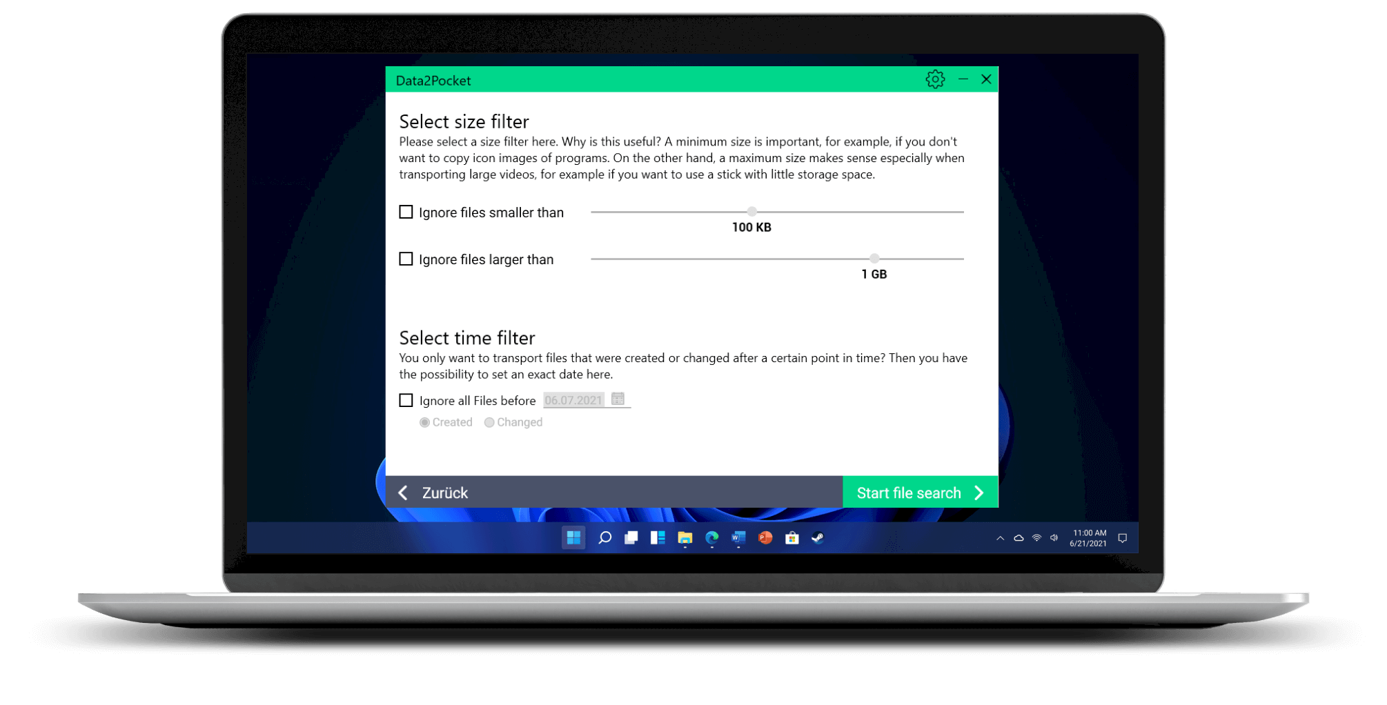 Overview of the data to be transmitted