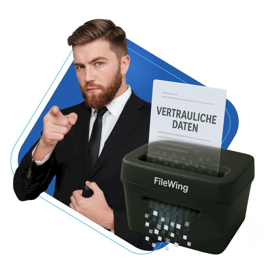 FileWingShredder löscht Daten sicher und unwiederbringlich