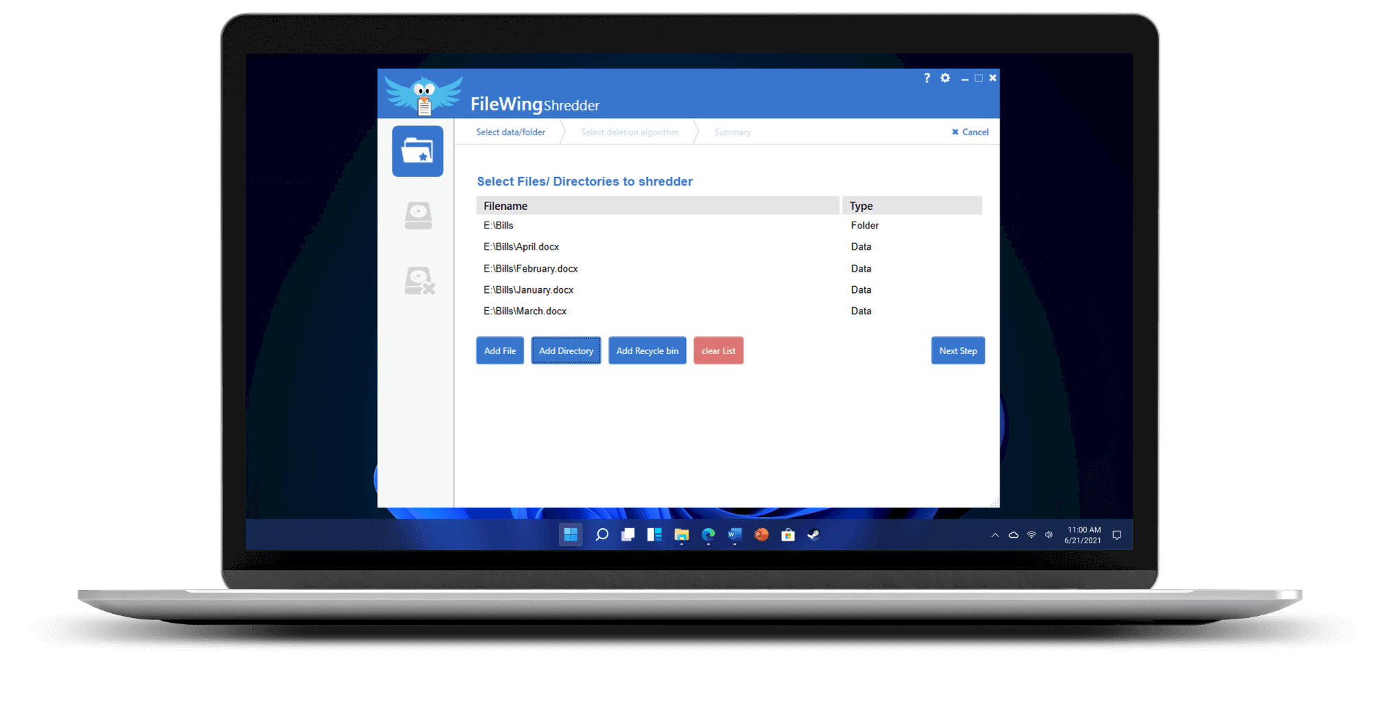 Files selection