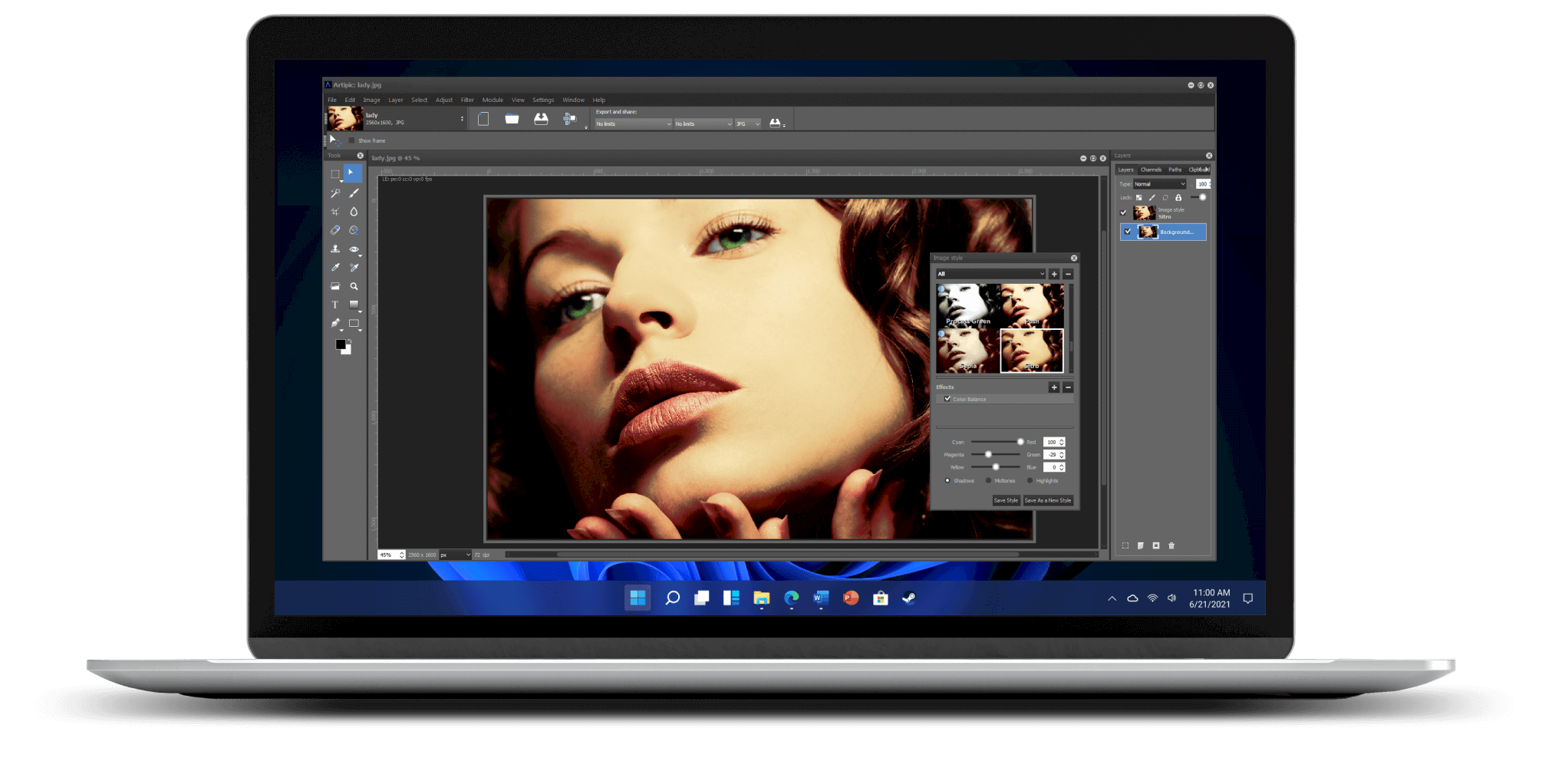 Image editing with a variety of tools