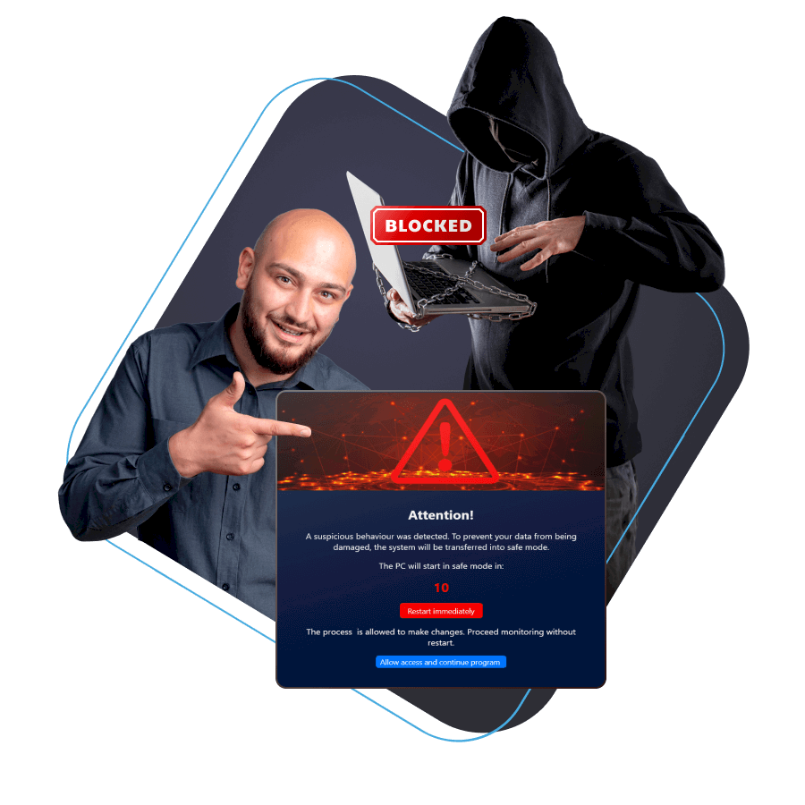 Immediate help in case of an attack on private data