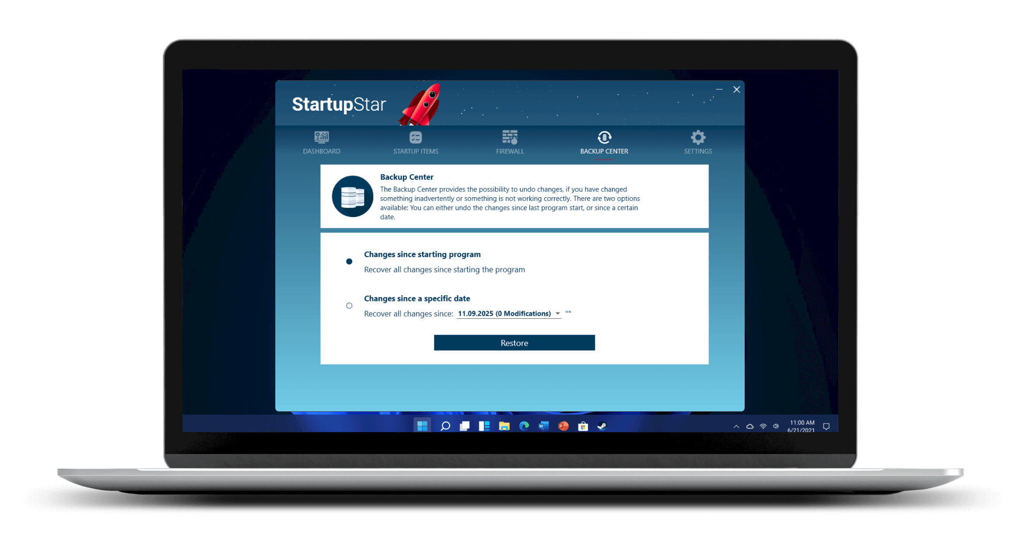 Always secure thanks to the backup function