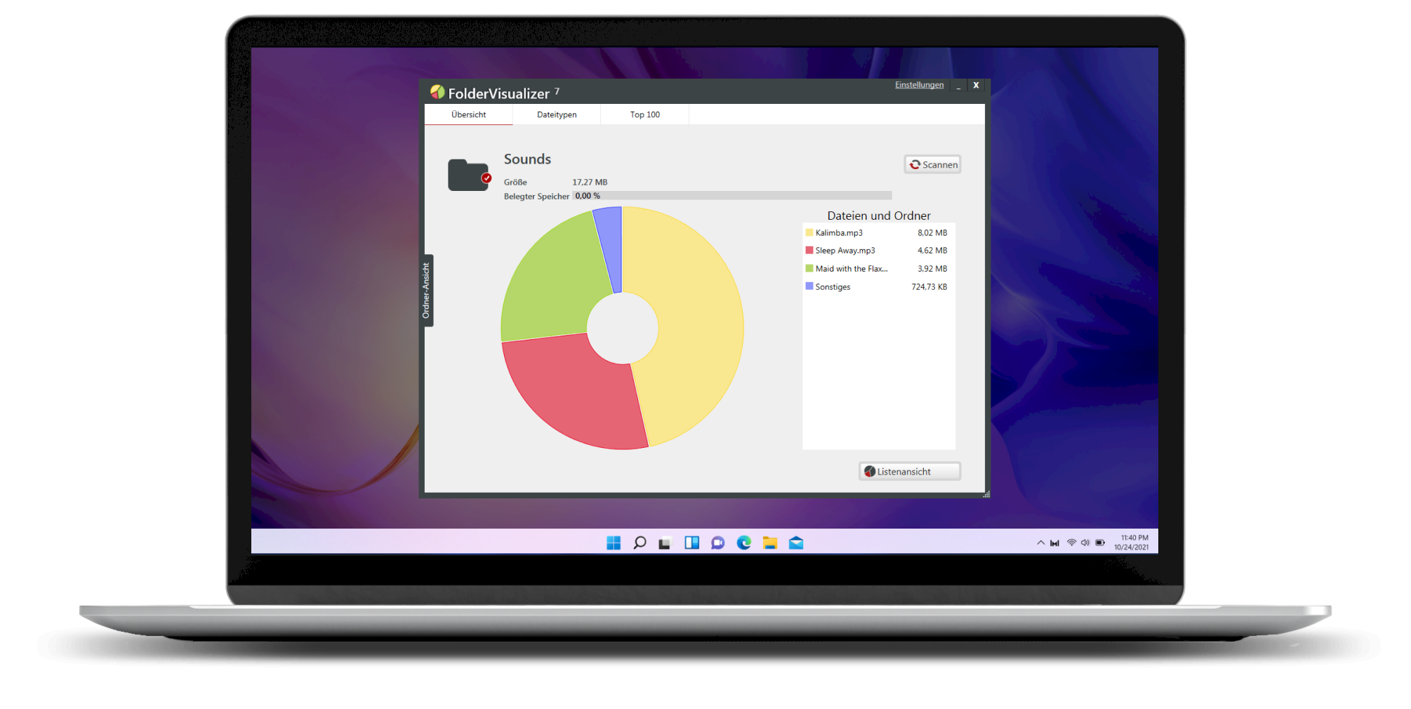Große Dateien auf der Festplatte suchen und finden