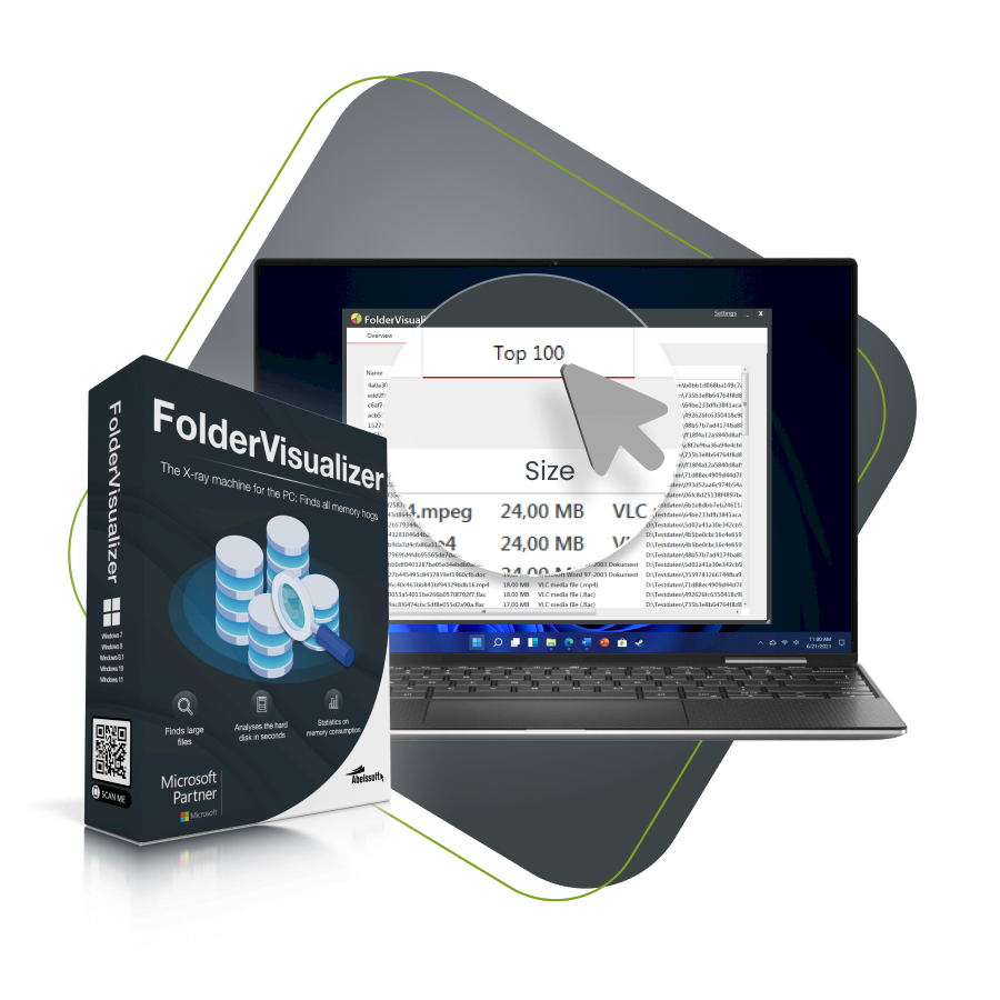 Provides an overview of the top 100 largest files