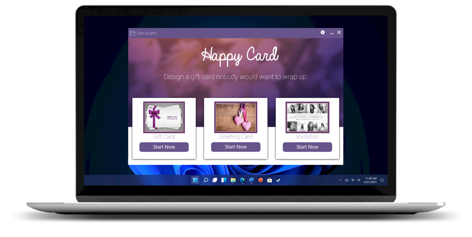 Select card type to design