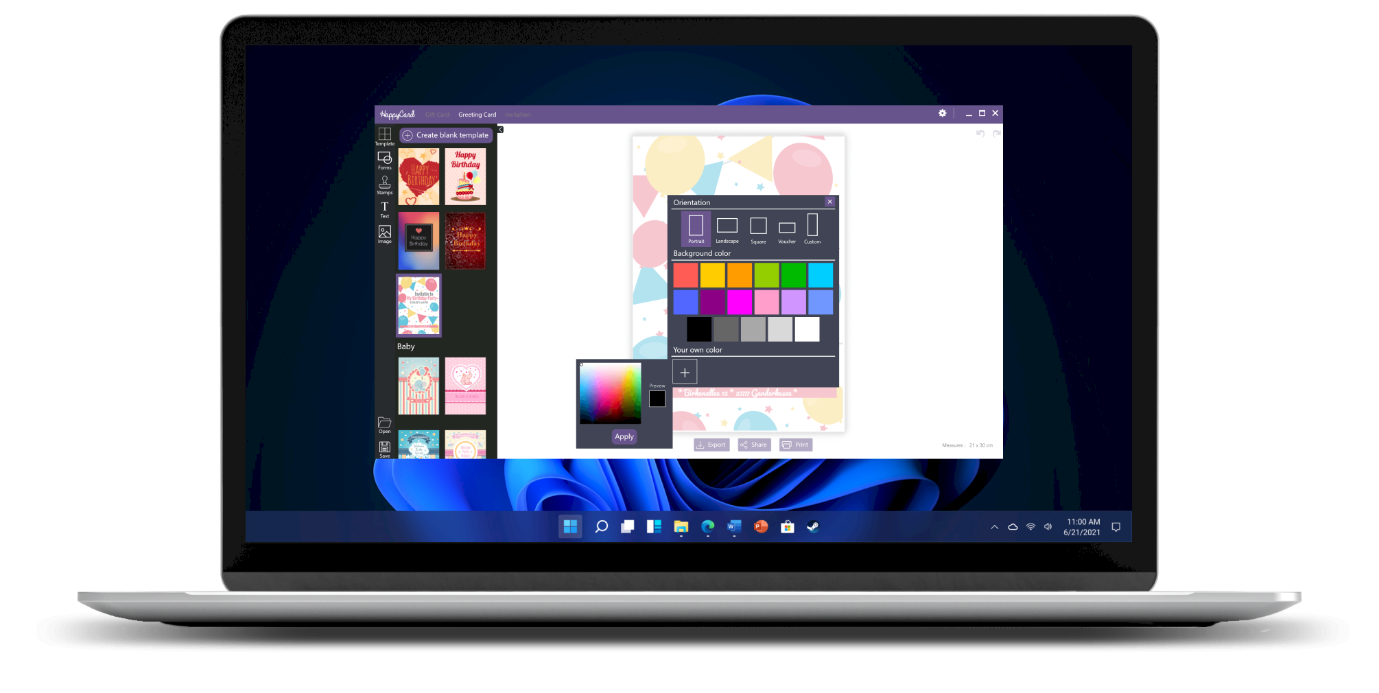 Individual design of empty card