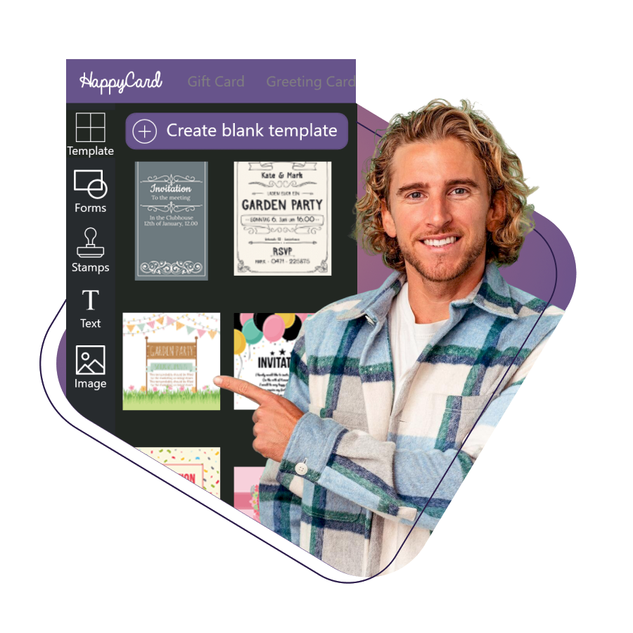 Shapes, stamps, banners and more: HappyCard offers many functions