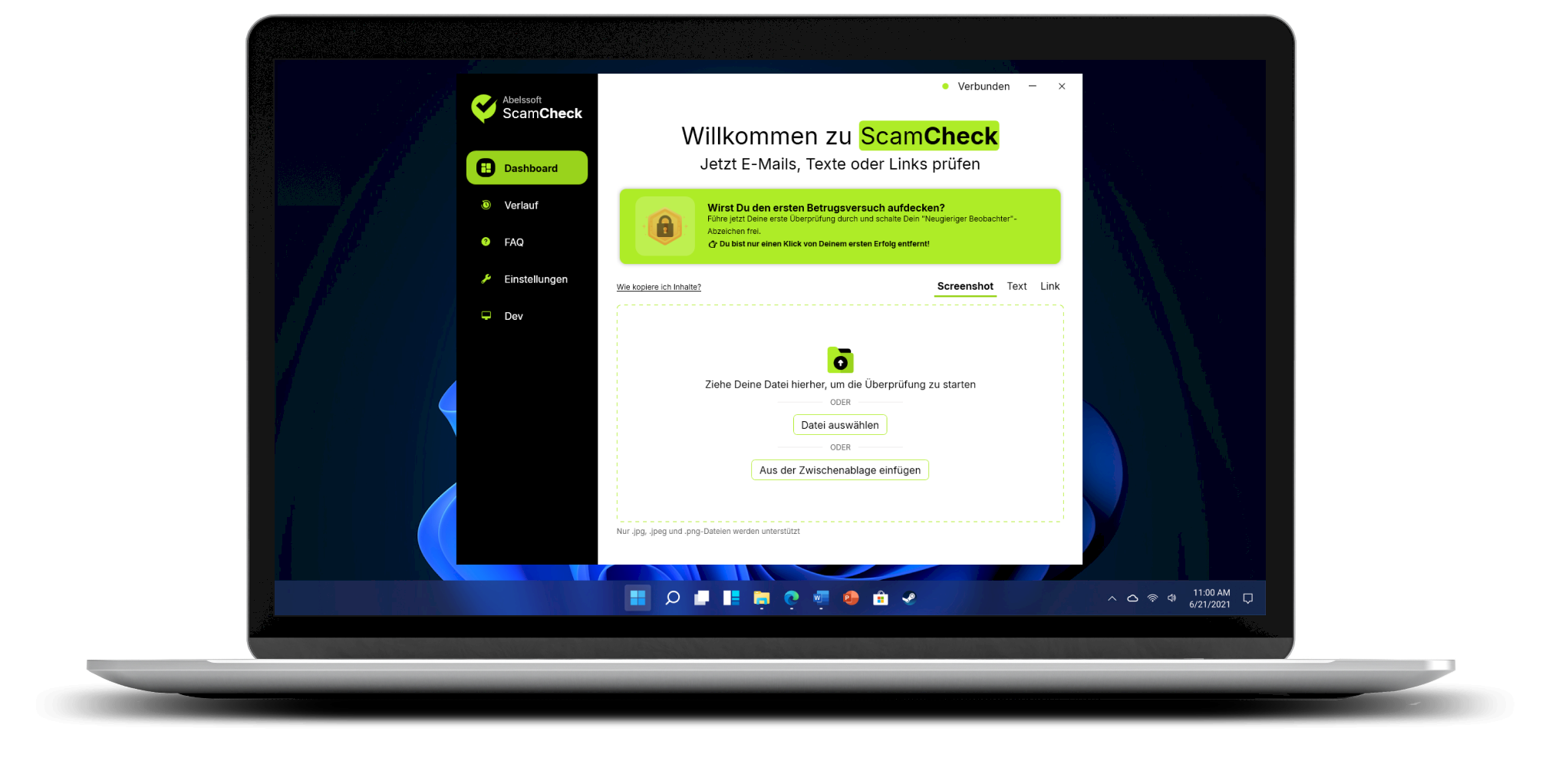 1. Verdächtige Nachricht erhalten