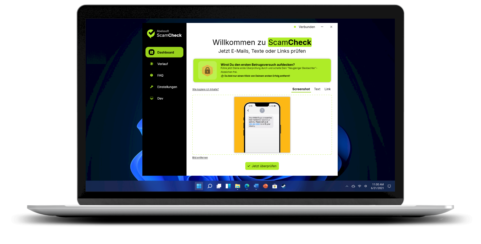 2. Text, Link oder Screenshot einfügen