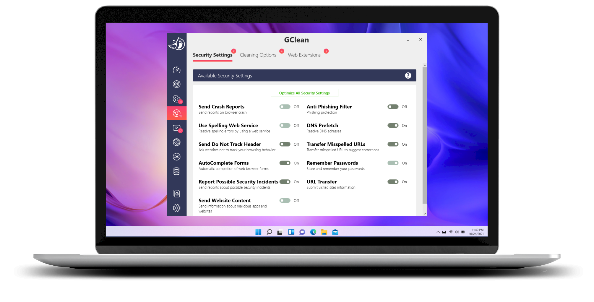 Optimize security settings