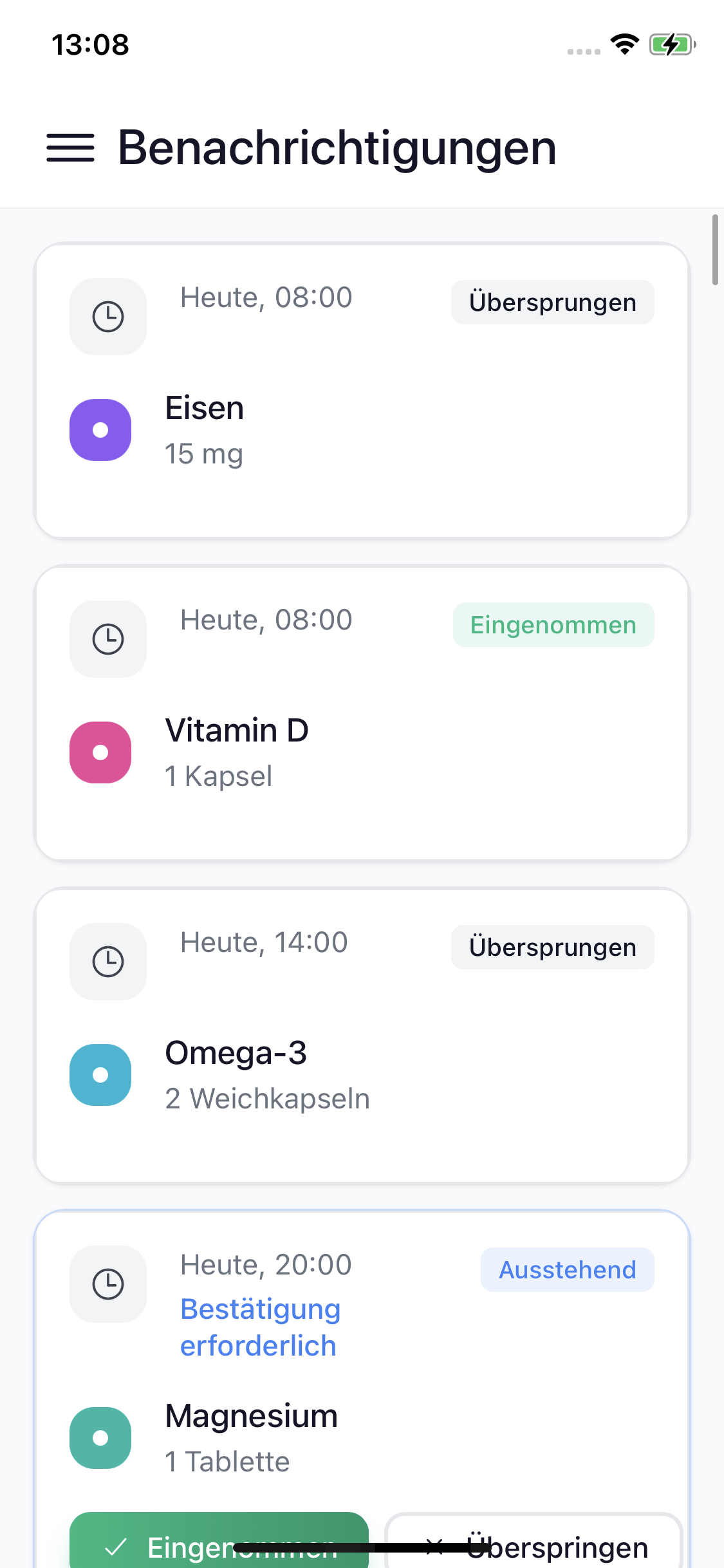 Keine Einnahme aus den Augen verlieren