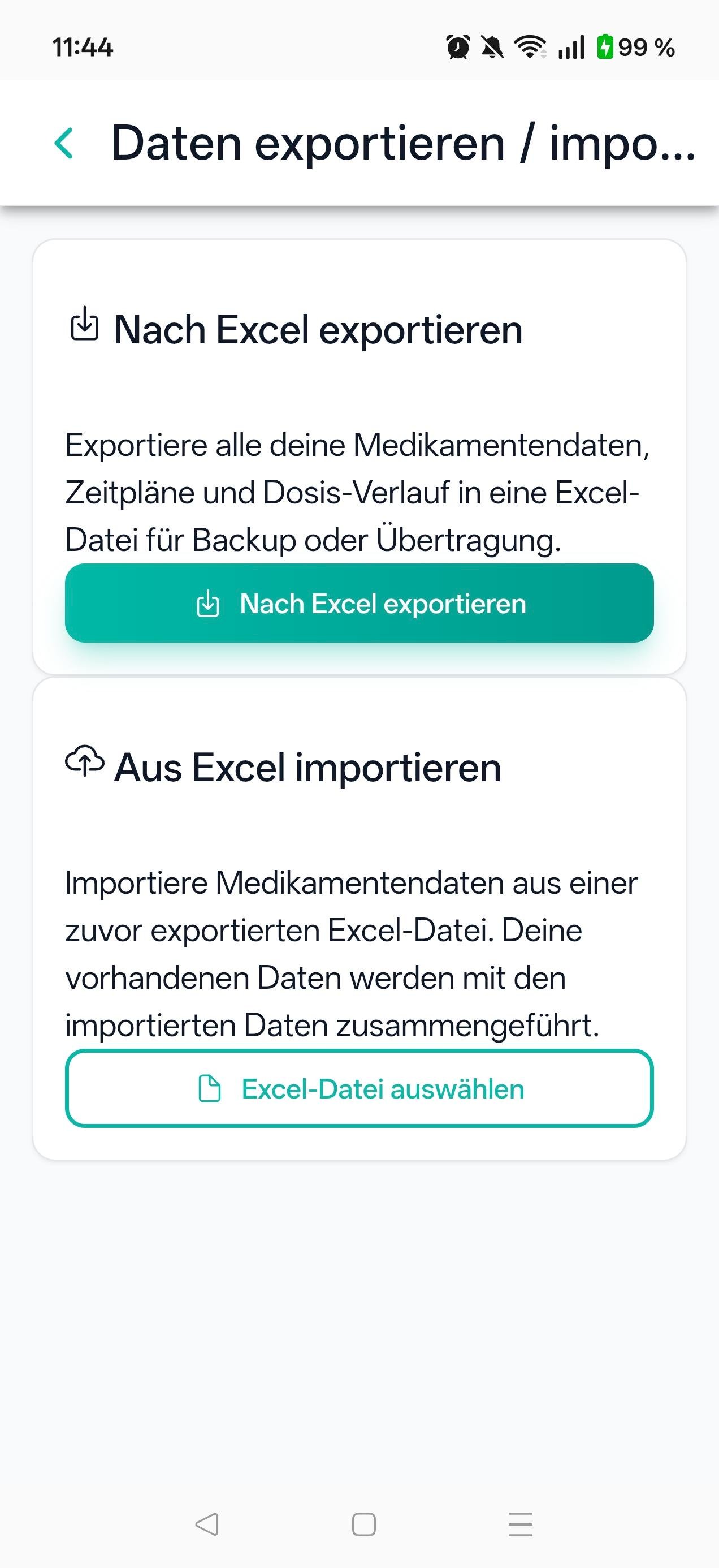 Medikamentendaten sichern und übertragen