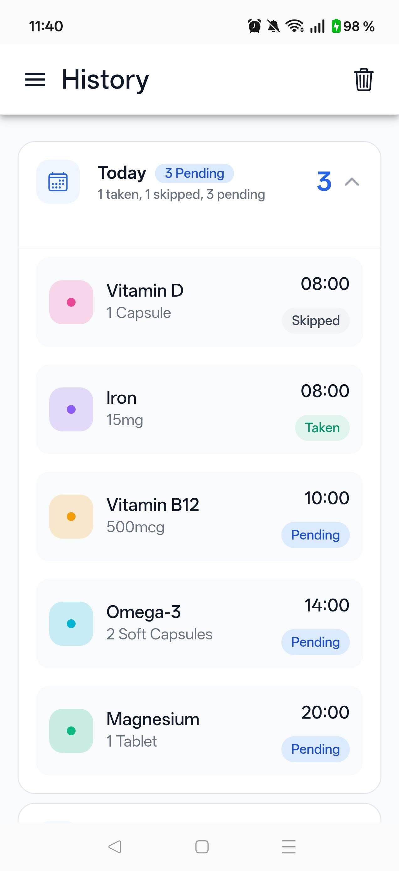 Track your medication intake anytime
