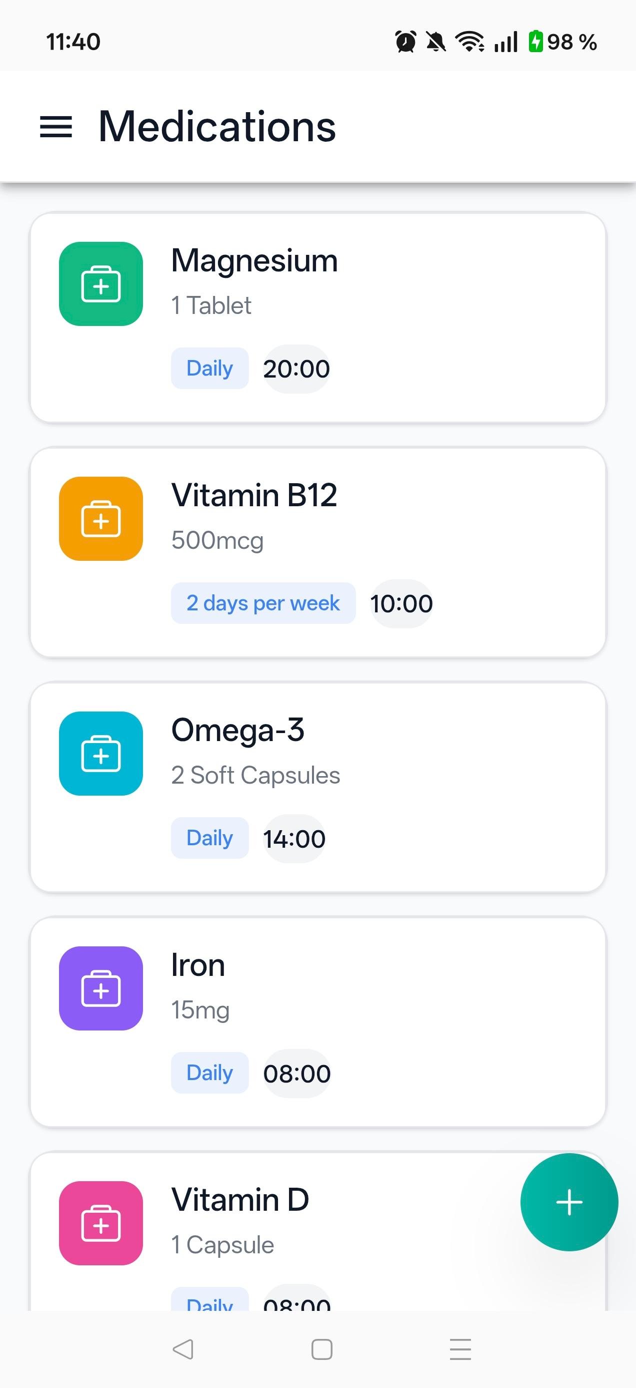 All your medications at a glance