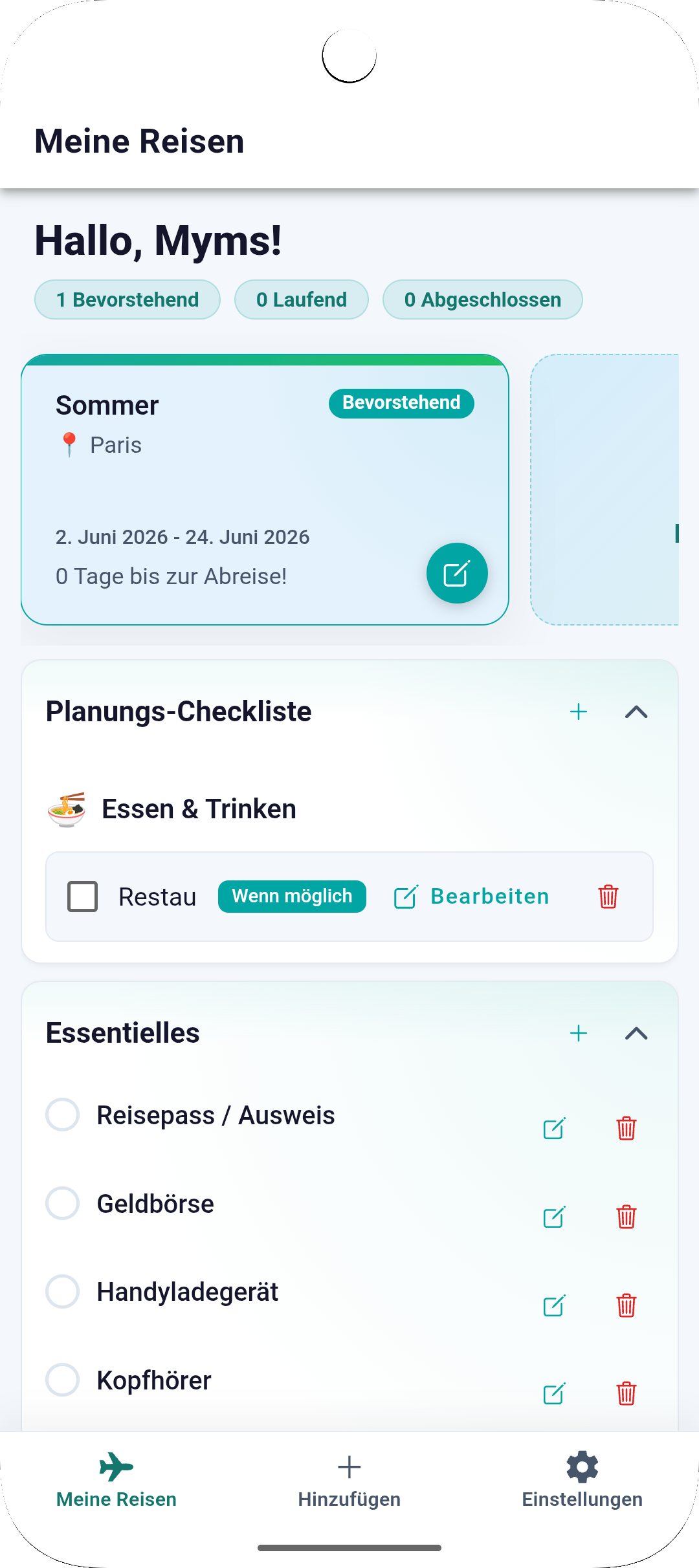 Alle Reisen übersichtlich im Blick