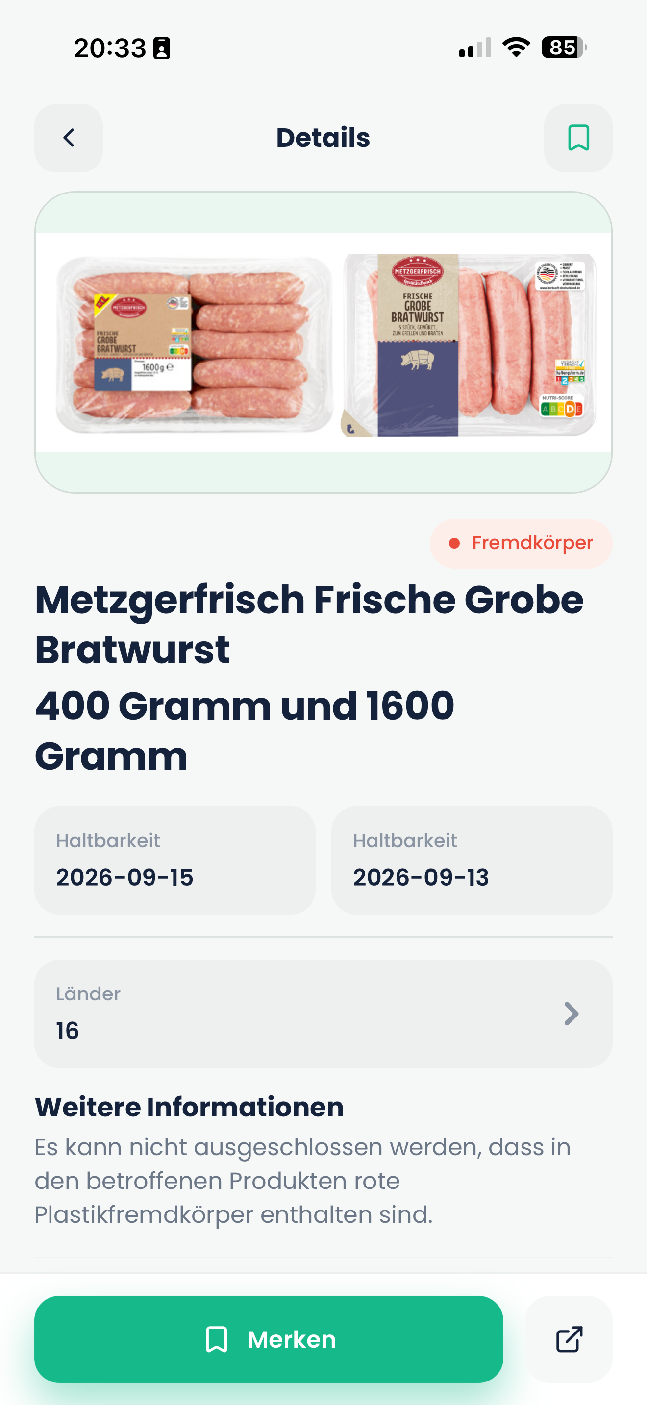 Alle Rückrufdetails schnell prüfen