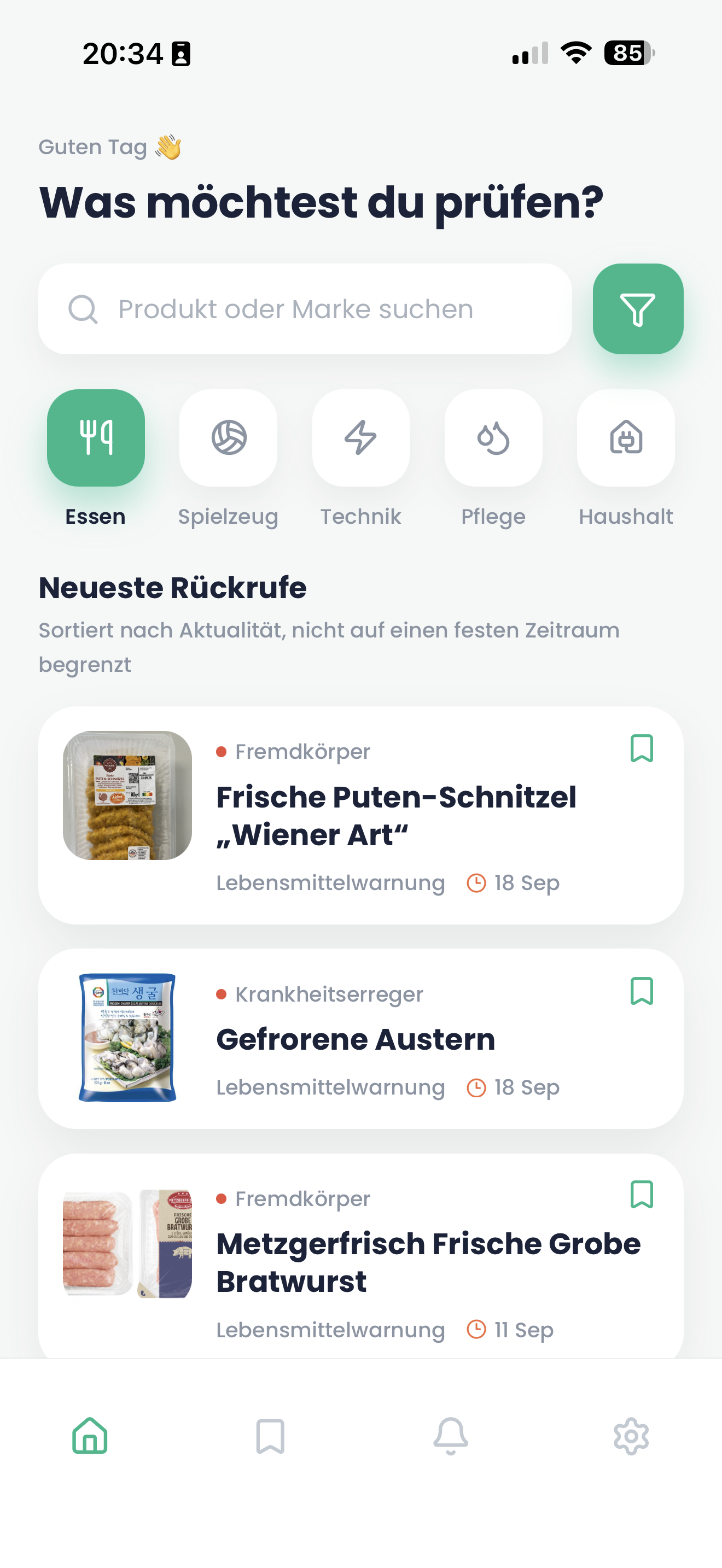 Aktuelle Rückrufe auf einen Blick