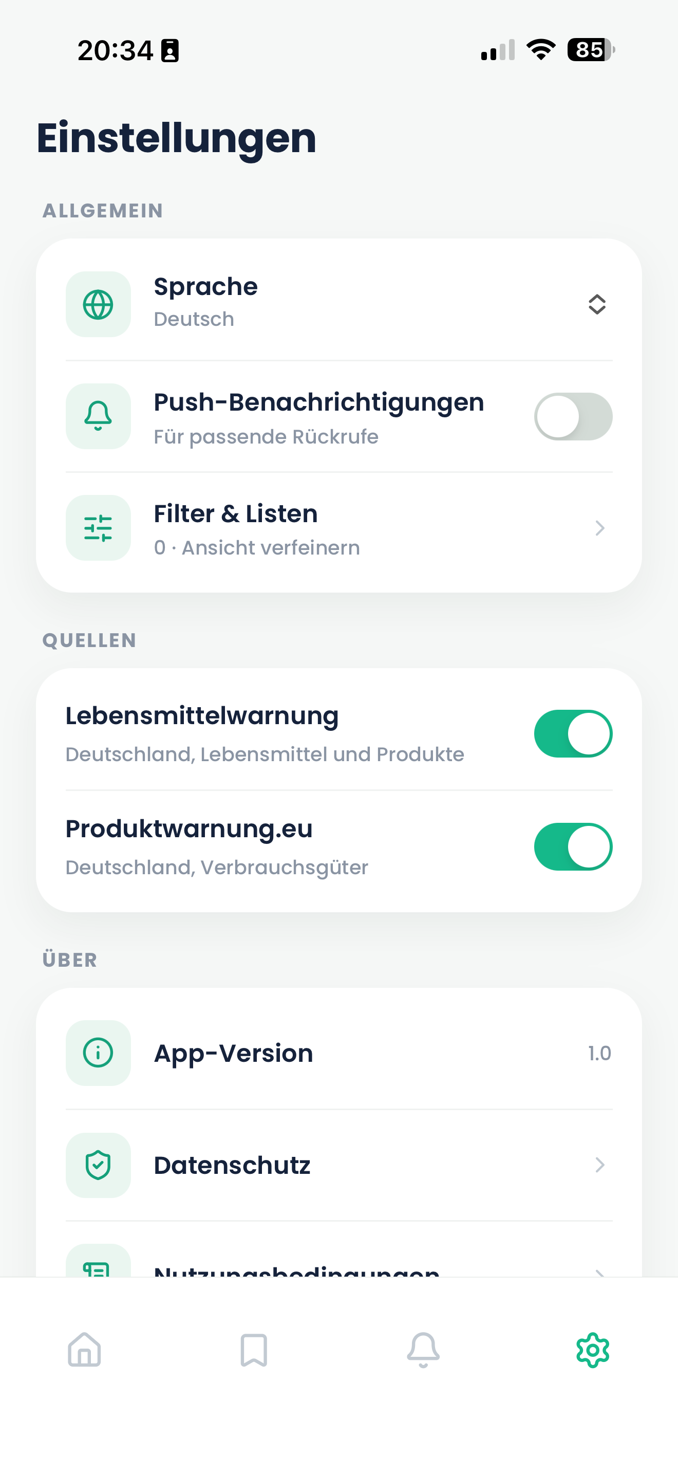 RückrufRadar nach Deinen Wünschen