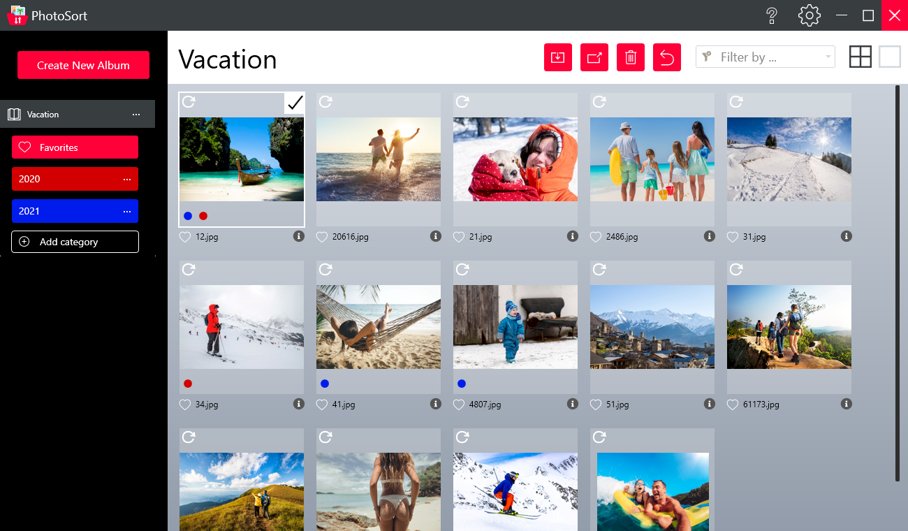 1. Create an album in PhotoSort and add the pictures