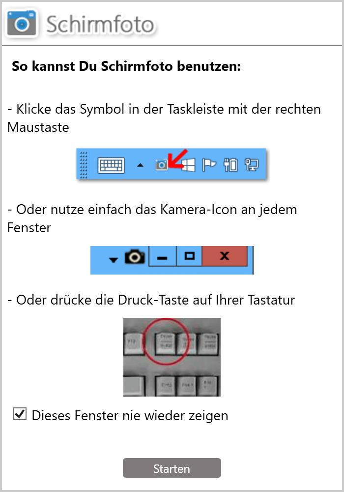 Screenshot des aktiven Fensters erstellen - Hinweise zur Benutzung