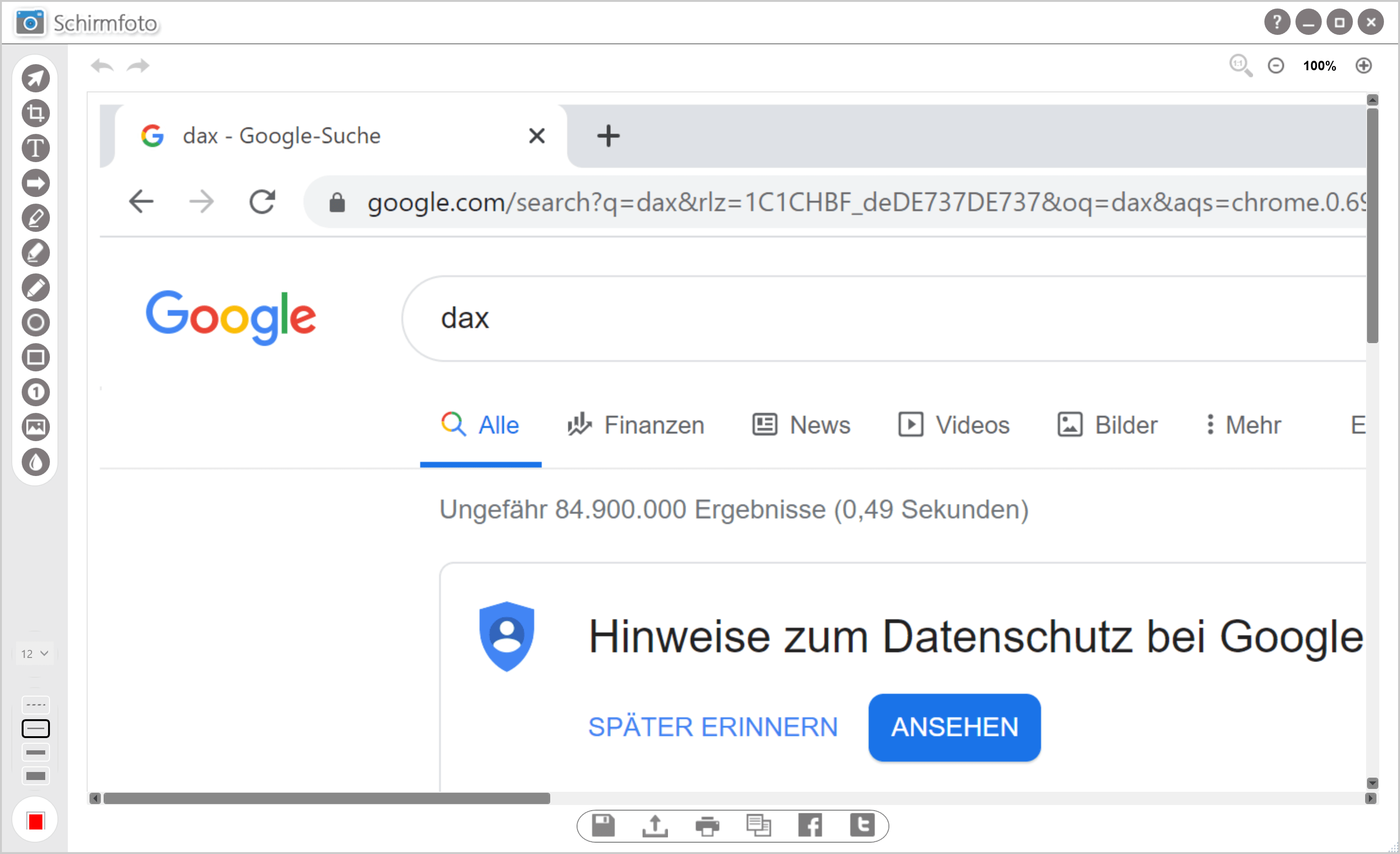 Screenshot ausschneiden & zuschneiden - Drucken Taste